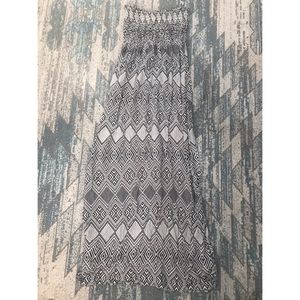 Black and white strapless maxi dress